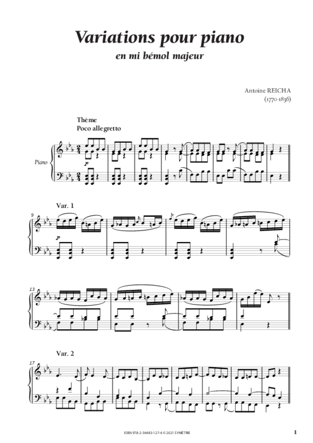 Variations pour piano, extrait 1