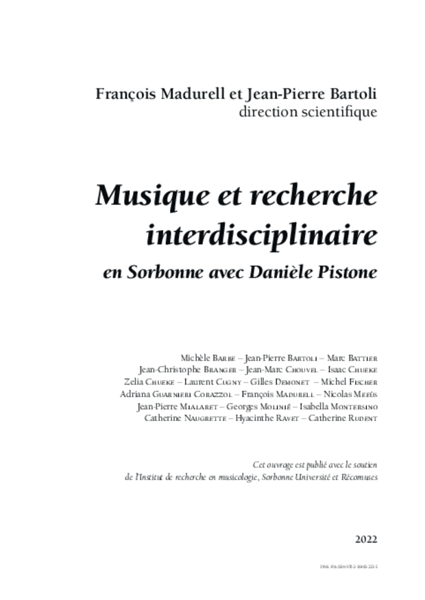Musique et recherche interdisciplinaire, extrait 1