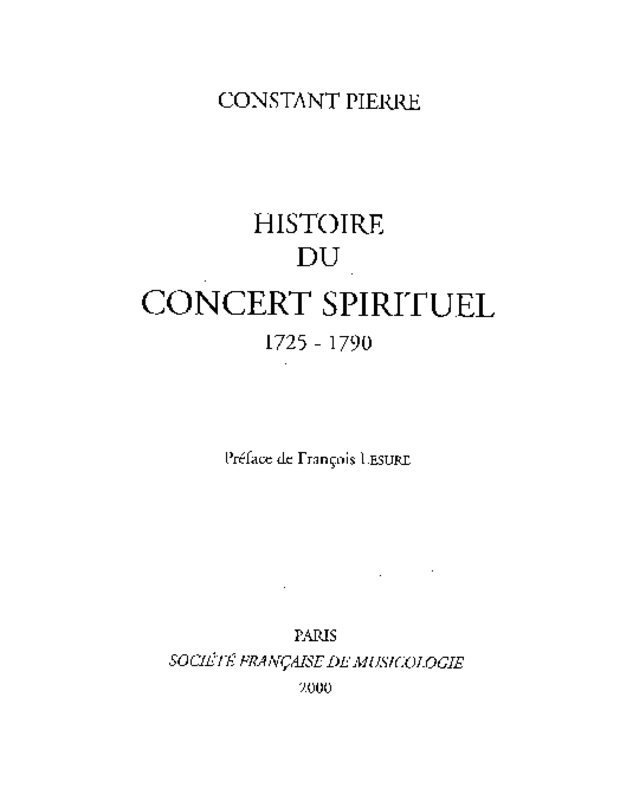 Histoire du Concert spirituel, extrait 1