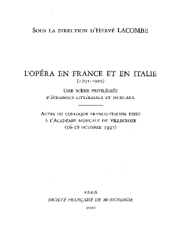 L’Opéra en France et en Italie (1791-1925), extrait 1