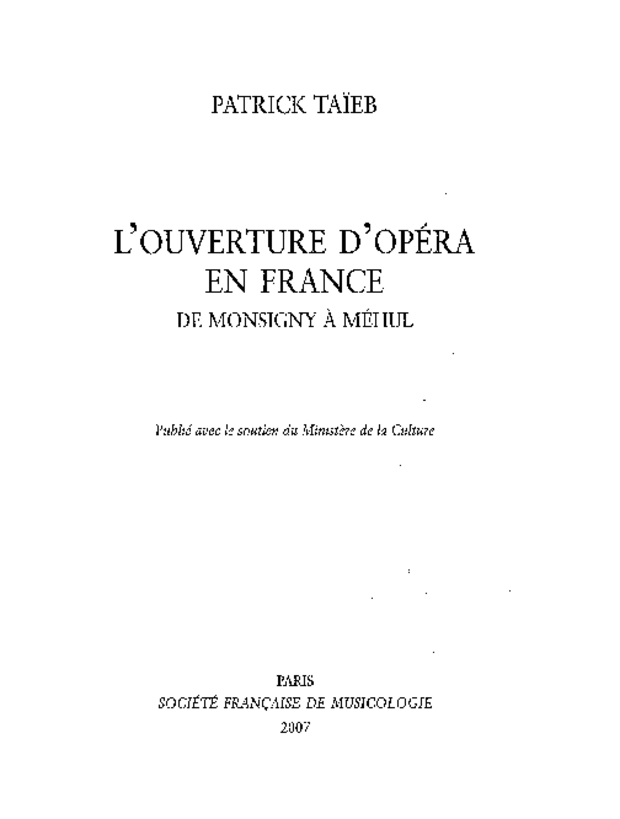 L’Ouverture d’opéra en France, extrait 1