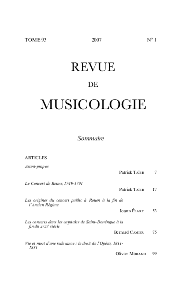 Revue de musicologie, t. 93/1 (2007), extrait 1
