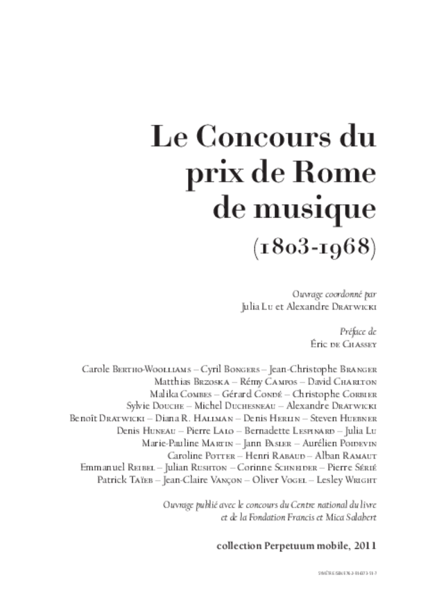 Le Concours du prix de Rome de musique (1803-1968), extrait 1