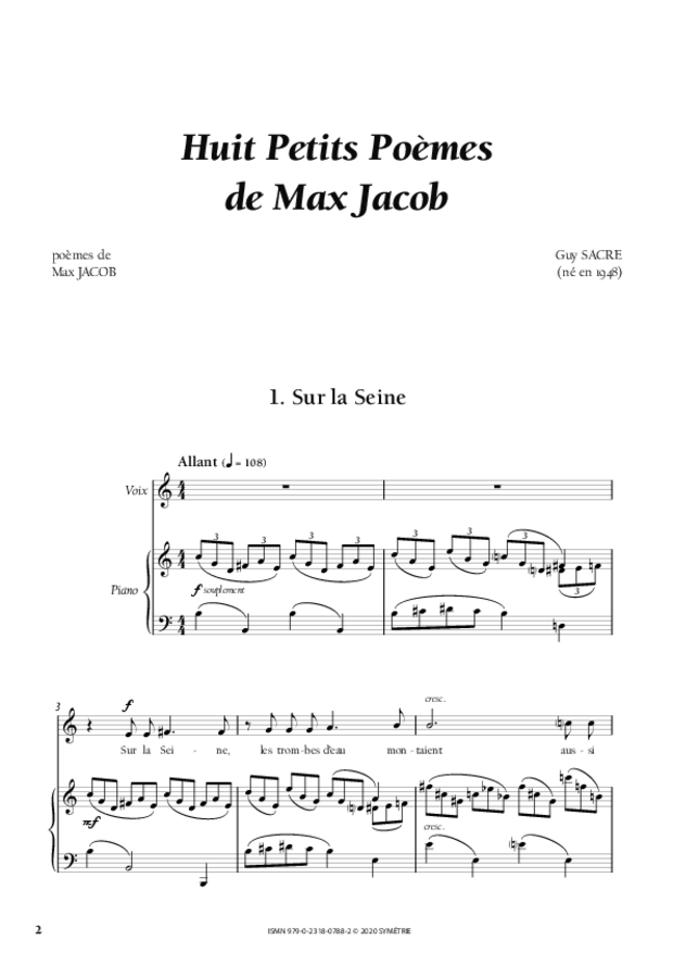 Huit Petits Poèmes de Max Jacob, extrait 1