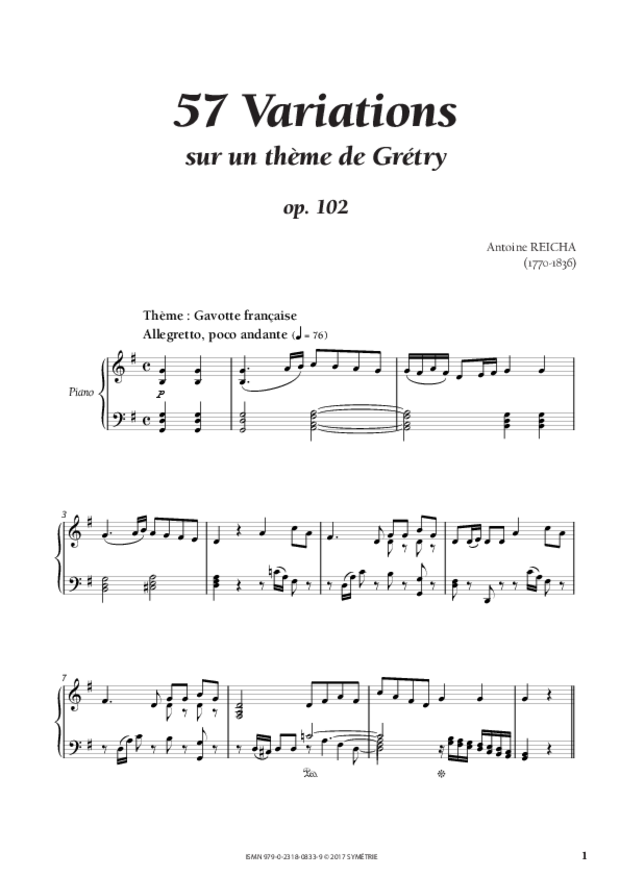 57 Variations sur un thème de Grétry, extrait 1