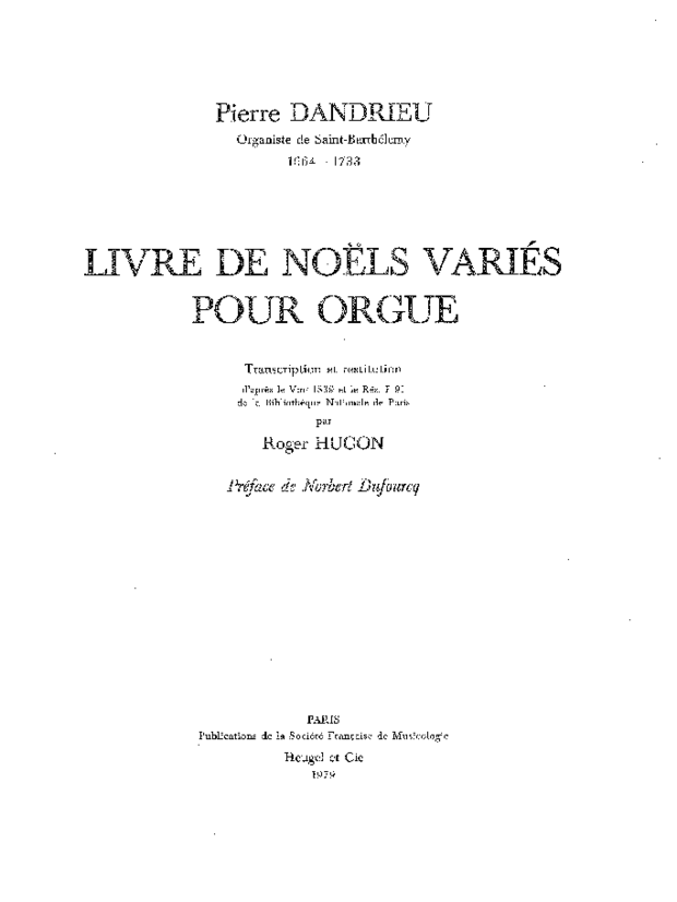 Livre de noëls variés pour orgue, extrait 1