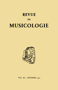(couverture de Revue de musicologie, t. 40/2 (1957))