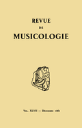 (couverture de Revue de musicologie, t. 47/2 (1961))
