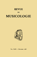 (couverture de Revue de musicologie, t. 49/2 (1963))