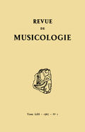(couverture de Revue de musicologie, t. 53/1 (1967))