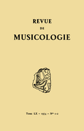 (couverture de Revue de musicologie, t. 60/1-2 (1974))