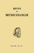 (couverture de Revue de musicologie, t. 64/1 (1978))
