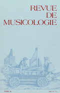 (couverture de Revue de musicologie, t. 68/1-2 (1982))
