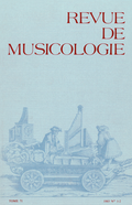 (couverture de Revue de musicologie, t. 71/1-2 (1985))
