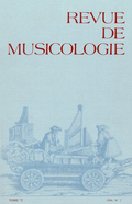 (couverture de Revue de musicologie, t. 72/2 (1986))
