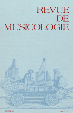 (couverture de Revue de musicologie, t. 66/2 (1980))