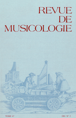 (couverture de Revue de musicologie, t. 67/2 (1981))