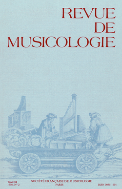 (couverture de Revue de musicologie, t. 84/2 (1998))