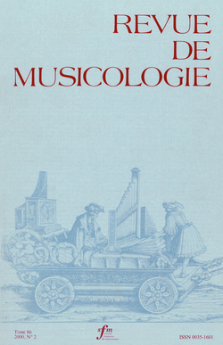 (couverture de Revue de musicologie, t. 86/2 (2000))