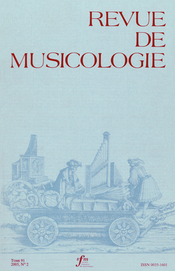 (couverture de Revue de musicologie, t. 91/2 (2005))